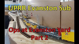 Operations at the Evanston Yard. HO Model Railroad in action.