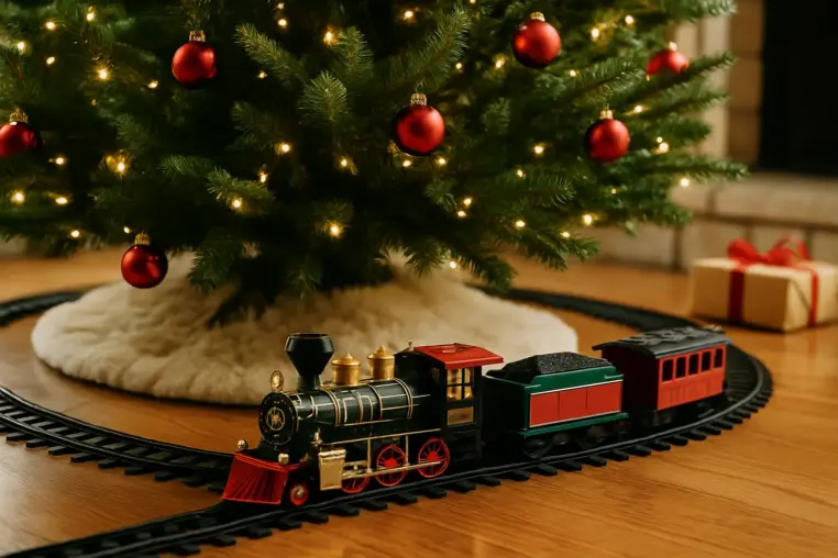 christmas tree train set around the tree | Model Train Community